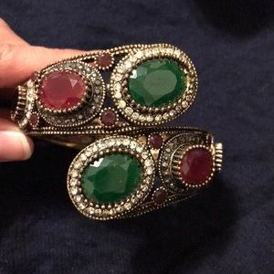 Turkish bracelet antique emerald ruby black stone